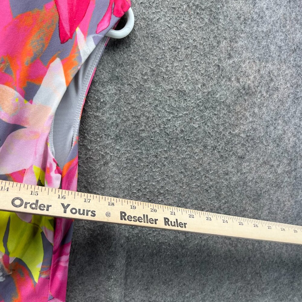 Trina Turk Floral Sheath Dress Women Medium Pink Gray Yellow Tropical Print - Picture 7 of 9